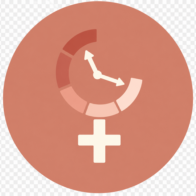 Símbolo feminino com relógio representando a menopausa