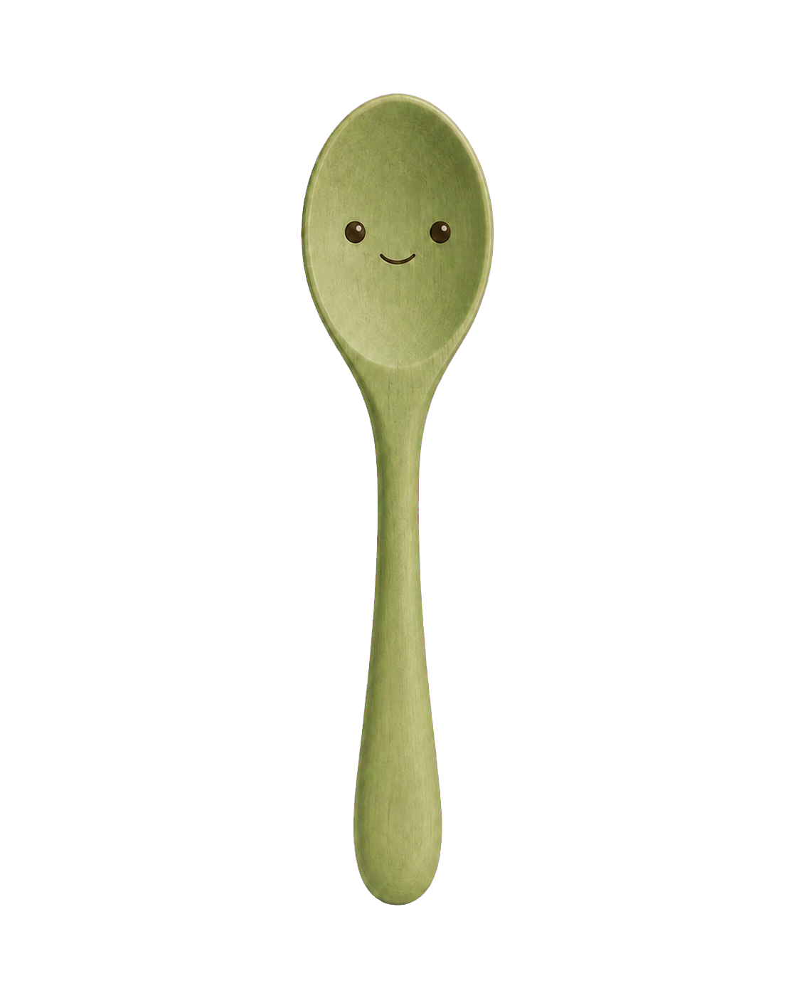 Mascote em forma de colher verde ao lado dos benefícios